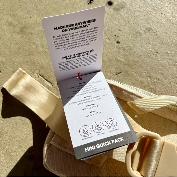 Topo Designs Mini Quick Pack Cream NWT - Picture 5 of 5